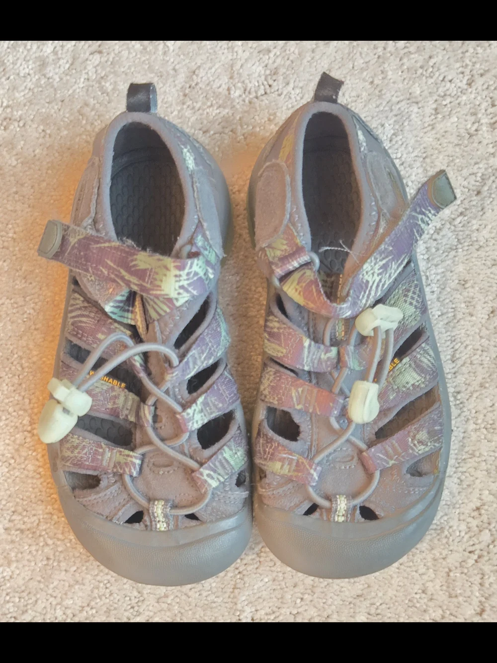 Keen Kids GREY Multi-Color Water Shoes Glow In The Dark Sole Washable